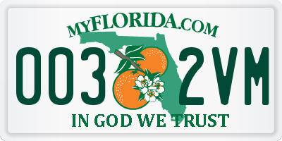 FL license plate 0032VM