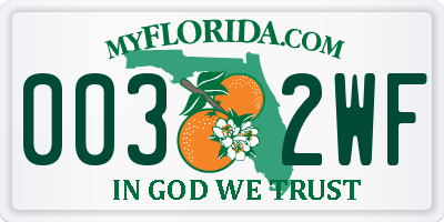 FL license plate 0032WF