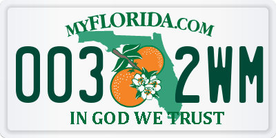 FL license plate 0032WM