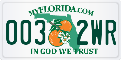 FL license plate 0032WR