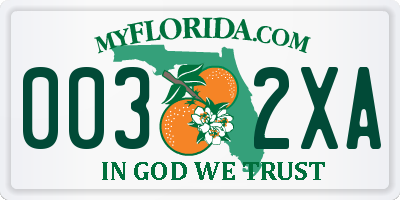 FL license plate 0032XA