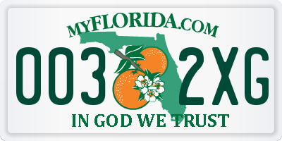 FL license plate 0032XG