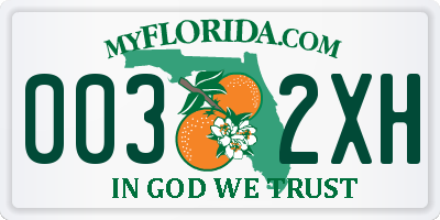 FL license plate 0032XH