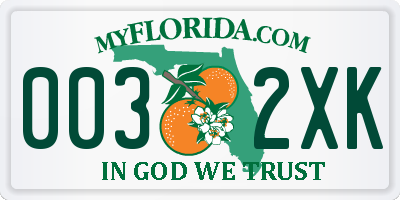 FL license plate 0032XK
