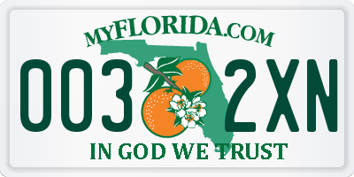 FL license plate 0032XN