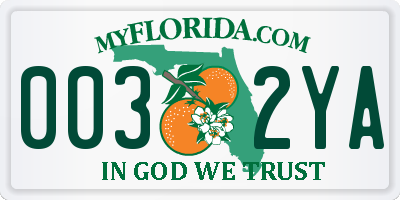 FL license plate 0032YA