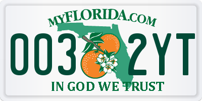 FL license plate 0032YT