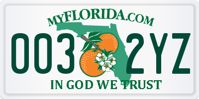 FL license plate 0032YZ