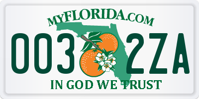 FL license plate 0032ZA