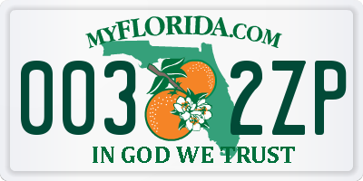 FL license plate 0032ZP