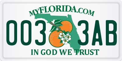 FL license plate 0033AB