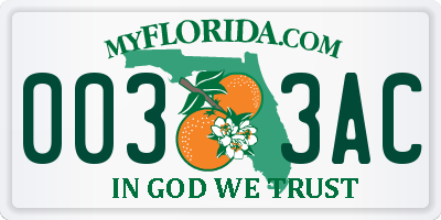 FL license plate 0033AC