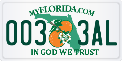 FL license plate 0033AL