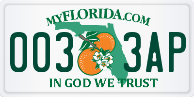 FL license plate 0033AP