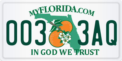 FL license plate 0033AQ