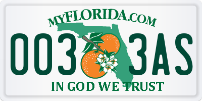 FL license plate 0033AS