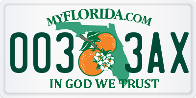 FL license plate 0033AX