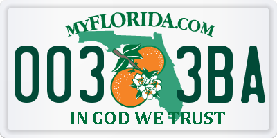 FL license plate 0033BA