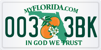 FL license plate 0033BK