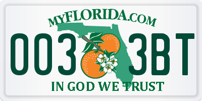 FL license plate 0033BT