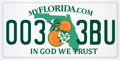 FL license plate 0033BU