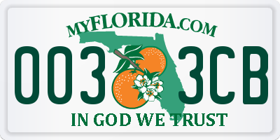 FL license plate 0033CB