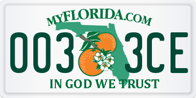 FL license plate 0033CE