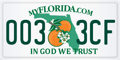 FL license plate 0033CF