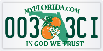 FL license plate 0033CI