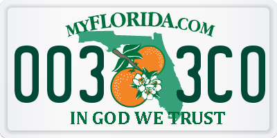 FL license plate 0033CO
