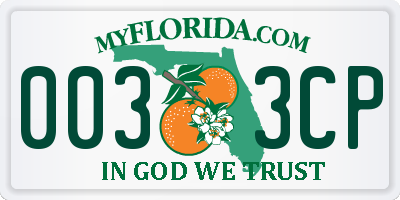 FL license plate 0033CP