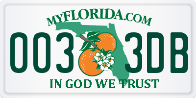 FL license plate 0033DB