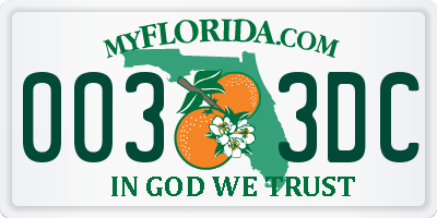FL license plate 0033DC