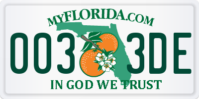 FL license plate 0033DE