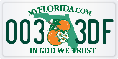 FL license plate 0033DF