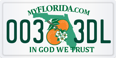 FL license plate 0033DL