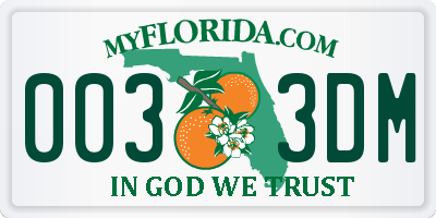 FL license plate 0033DM