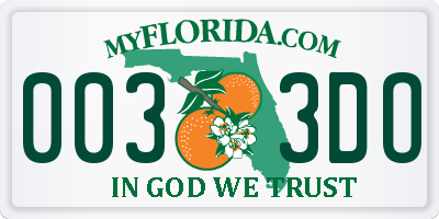 FL license plate 0033DO