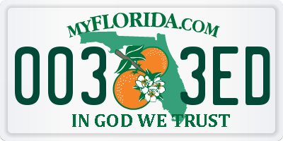 FL license plate 0033ED