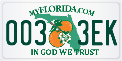 FL license plate 0033EK