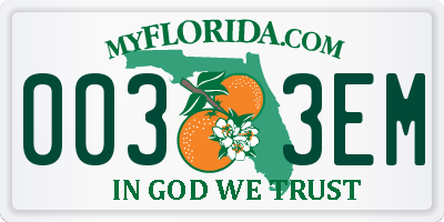 FL license plate 0033EM
