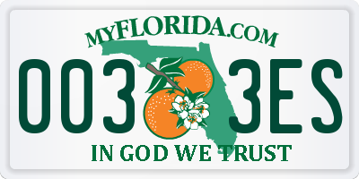 FL license plate 0033ES
