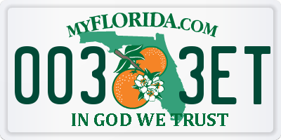 FL license plate 0033ET