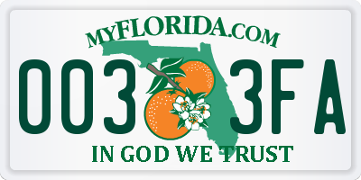 FL license plate 0033FA