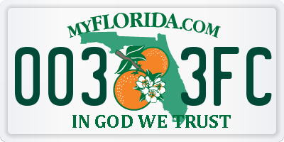 FL license plate 0033FC