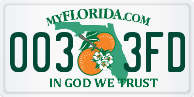 FL license plate 0033FD