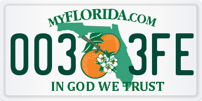 FL license plate 0033FE