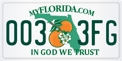 FL license plate 0033FG