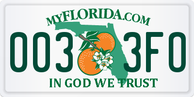 FL license plate 0033FO