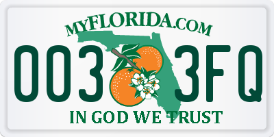 FL license plate 0033FQ